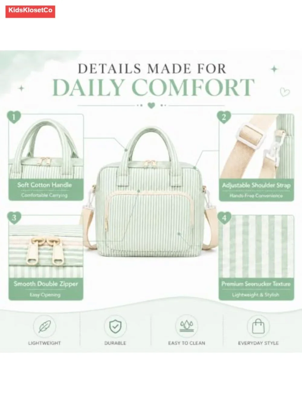 Insulated Lunch Tote Bag Women Large Capacity Multi Pocket Aesthetic with